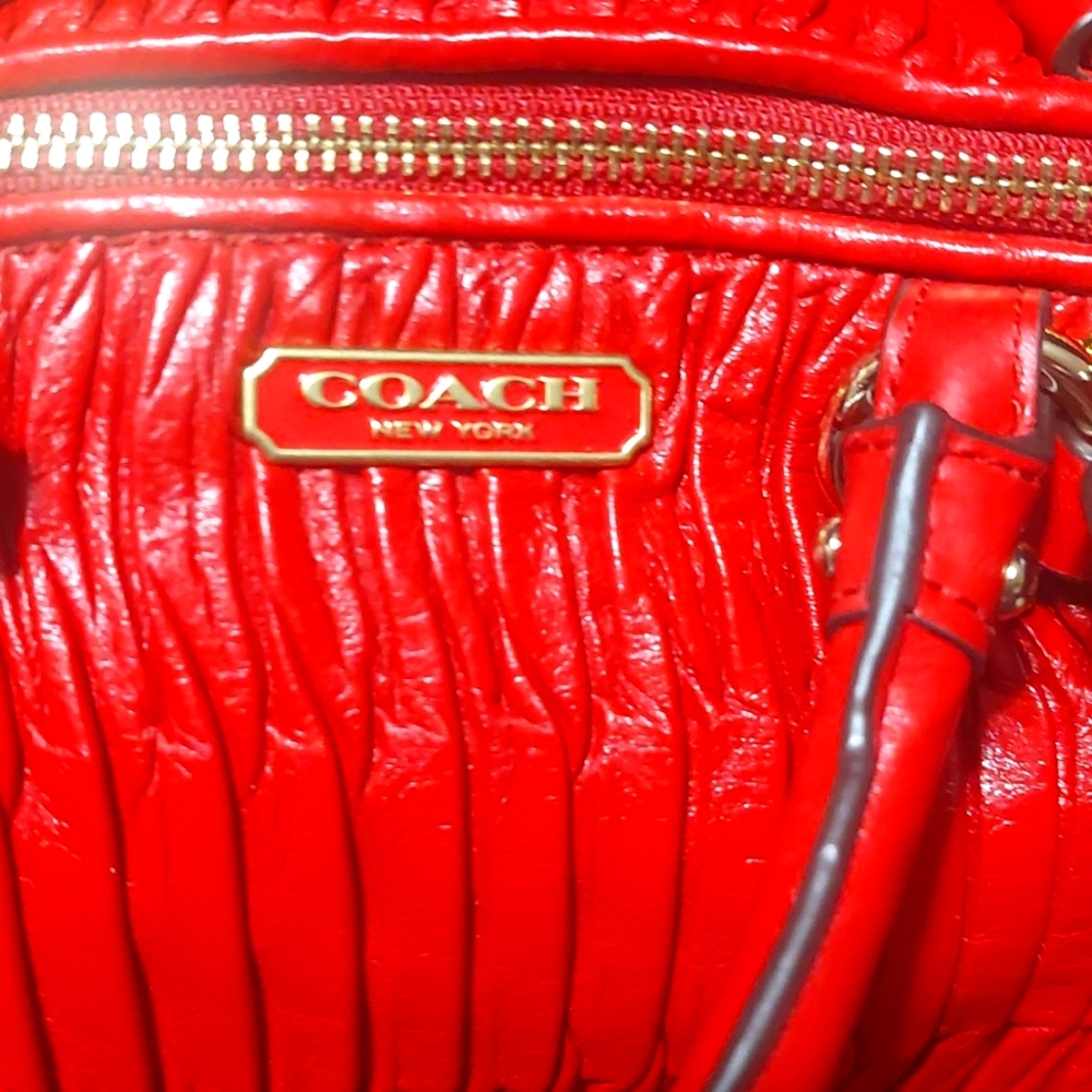 Red Coach Satchel with gold hardware